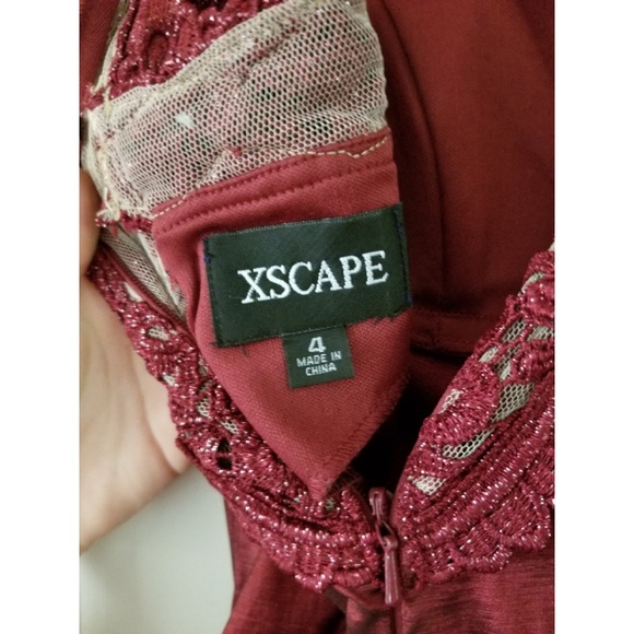 David's Bridal - Red Metallic Mermaid Prom Dress - Picture 5 of 5